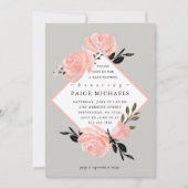 ソフトグレーと赤面フローラベビーシャワー 招待状 (正面)