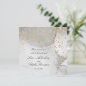 ソフトグレーと輝く金ゴールドモダン結婚ズ 招待状 (スタンド正面)