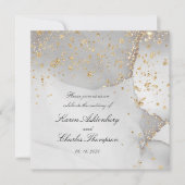 ソフトグレーと輝く金ゴールドモダン結婚ズ 招待状 (正面)