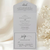 ソフトグレーのシンプルモダンスクリプト オールインワン招待状