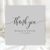 ソフトグレーのミニマル結婚リストスクリプト サンキューカード