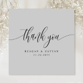 ソフトグレーのミニマル結婚リストスクリプト サンキューカード