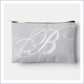 ソフトグレーのメッシーホワイトモノグラムグランジ アクセサリーポーチ