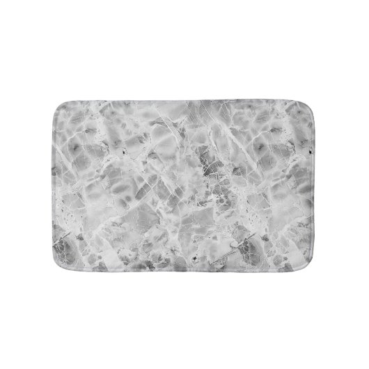 ソフトグレーの'Opacious Marble While'オールオーバープリントSm バスマット (正面)
