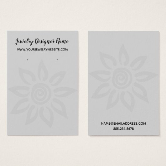 ソフトグレーグラフィックフラワー7イヤリングホルダーディスプレイ (正面&裏面)