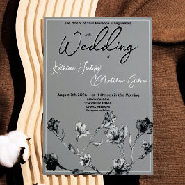 ソフトグレーフローラ水カラー結婚フローラ 招待状