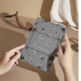 ソフトグレーフローラ水結婚色 サンキューカード