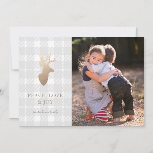 ソフトグレープレイドゴールデンディアクリスマスフォトカード シーズンカード (正面)