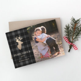 ソフトグレープレイドゴールデンディアクリスマスフォトカード シーズンカード