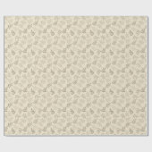 ソフトグレーベージュボタニカルブランチプリントギフト ラッピングペーパー (フラット)