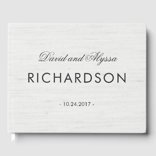 ソフトグレーリネンエレガントブラック文字 ゲストブック (正面)