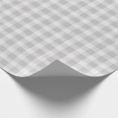 ソフトグレー白英語カントリーチェックのプレイドギフト ラッピングペーパー (角)