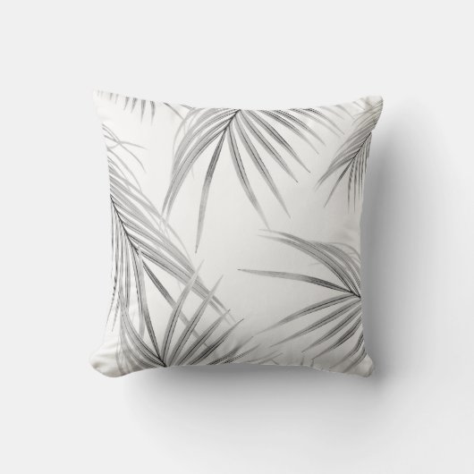 ソフトグレー葉パームズの夢#1 #tropical #decor クッション (正面)