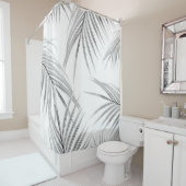 ソフトグレー葉パームズの夢#1 #tropical #decor シャワーカーテン (インサイチュ)