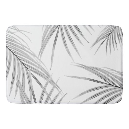 ソフトグレー葉パームズの夢#1 #tropical #decor バスマット (正面)