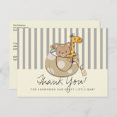 ソフトグレー赤ちゃん動物赤ちゃんシャワーありがとう ポストカード (正面/裏面)