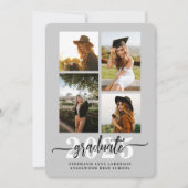 ソフトグレー4フォトコラージュグラード発表 招待状 (正面)