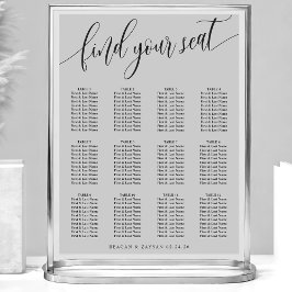 ソフトグレー シンプル ウェディング 座席表 ポスター