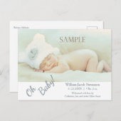 ソフトグレーOhベビーモダン誕生のお知らせ 案内ポストカード (正面/裏面)