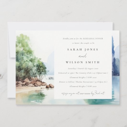 ソフトコースタルタイシースケープのリハーサルディナー 招待状 (正面)