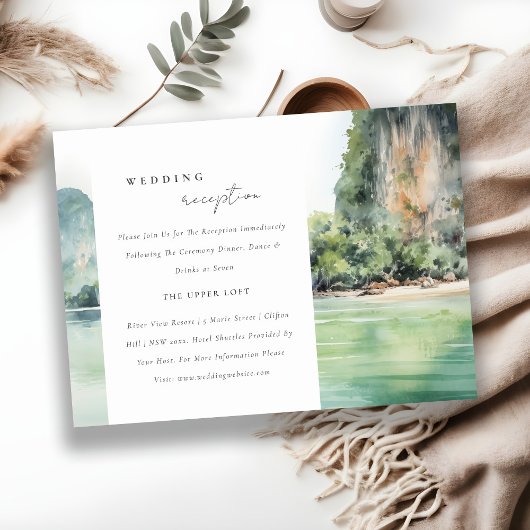 ソフトコースタルタイシースケープウェディングレセプション エンクロージャーカード