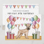 ソフトコーテッド・ウィートン・テリアのカラフルな誕生日 招待状 (正面/裏面)