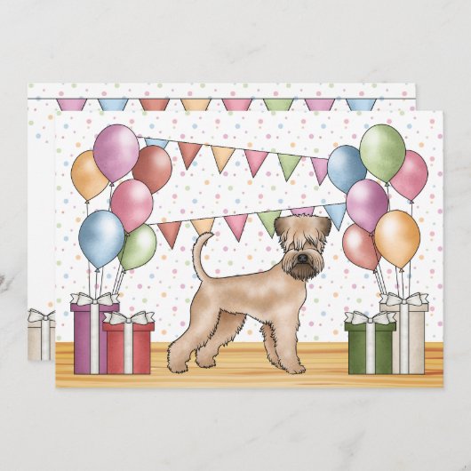 ソフトコートウィートテリアカラフル誕生日 招待状 (正面/裏面)