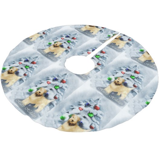 ソフトコートウィートテリアクリスマス ブラッシュドポリエステルツリースカート (アングル)