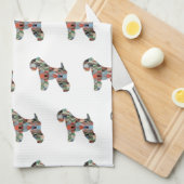 ソフトコートウィートテリアドッグジオプレイド キッチンタオル (四つ折り)