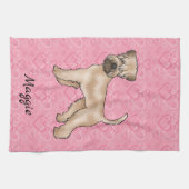 ソフトコートウィートテリアドッグラブハートパターン キッチンタオル (横)