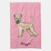 ソフトコートウィートテリアドッグラブハートパターン キッチンタオル (縦)