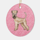 ソフトコートウィートテリアドッグラブハートパターン セラミックオーナメント (左)