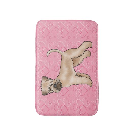 ソフトコートウィートテリアドッグラブハートパターン バスマット (正面縦)