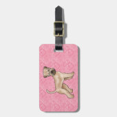 ソフトコートウィートテリアドッグラブハートパターン ラゲッジタグ (正面縦)