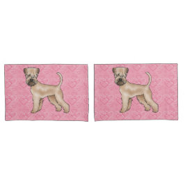 ソフトコートウィートテリアドッグラブハートパターン 枕カバー