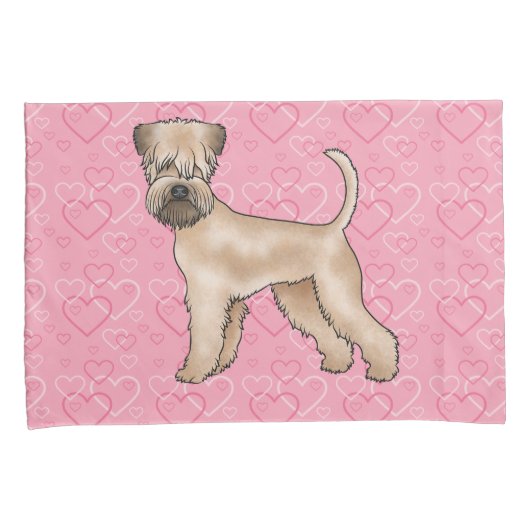 ソフトコートウィートテリアドッグラブハートパターン 枕カバー (正面右)