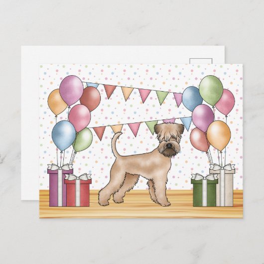 ソフトコートウィートテリアパステルカラー誕生日 ポストカード (正面/裏面)