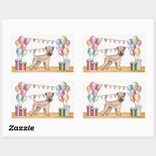 ソフトコートウィートテリアパステルカラー誕生日 長方形シール (シート)