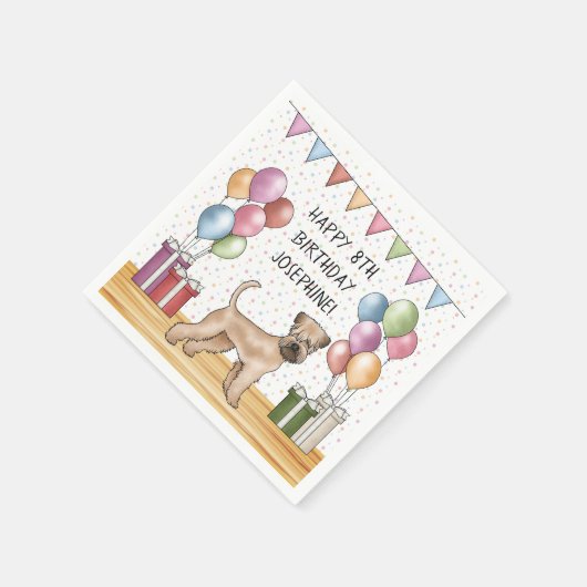 ソフトコートウィートテリアパステルハッピーバースデー スタンダードカクテルナプキン (角)