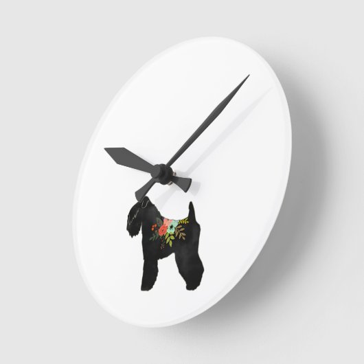 ソフトコートウィートテリアボホシルエット ラウンド壁時計 (傾斜)