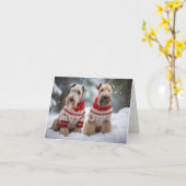 ソフトコートウィートテリア犬クリスマスカード カード (黄色い花)