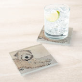 ソフトコートウィートテリア絵画ズオリジナルアート ガラスコースター (アングル)