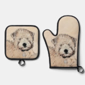 ソフトコートウィートテリア絵画ズオリジナルアート 鍋つかみ&鍋敷きセット (正面)