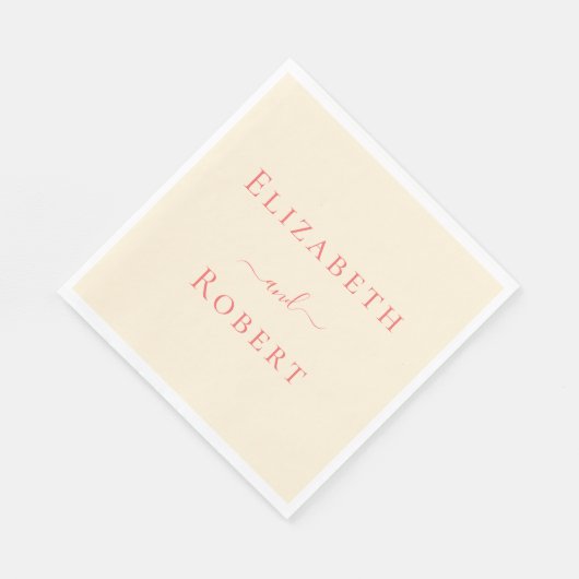 ソフトコーラルシンプルミニマリストカップル名結婚ズ スタンダードランチョンナプキン (角)