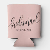 ソフトコーラルピンクの花嫁の仲間 現代のスクリプト 缶クーラー (裏面)