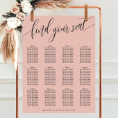 ソフトコーラルピンクシンプルク結婚の座席表 ポスター