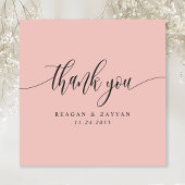 ソフトコーラルピンクミニマリスト結婚スクリプト サンキューカード