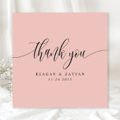 ソフトコーラルピンクミニマリスト結婚スクリプト サンキューカード