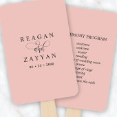 ソフトコーラルピンクミニマル結婚式 プログラム ハンドファン