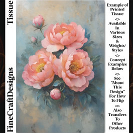 ソフトコーラルピンク牡丹開花&芽CR2デコページ 薄葉紙